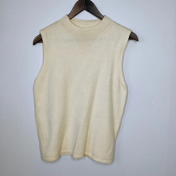 Vintage Ann Taylor Italian Merino Wool Top Womens Large Ivory Sweater Old Money - Picture 2 of 13